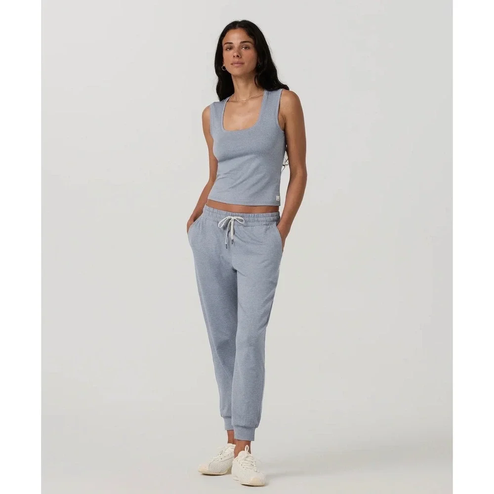 Vuori Performance Jogger Heathered Blue DreamKnit Slim Fit Sweatpants Womens L
